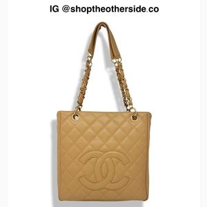 Chanel Caviar Petit Shopping Tote PST in Beige